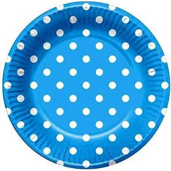 EUROCARNAVALES 6 Platos Celestes con Topos Blancos de 22 cm