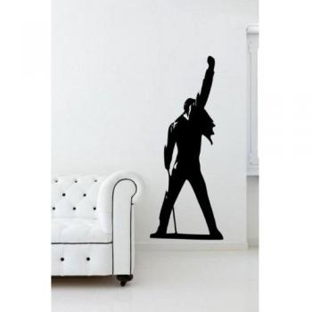 Broomsticker Freddie Mercury – Queen – Grand Sticker Mural Silhouette, Noir, Medium: 40cm x 100cm / 16 x 39