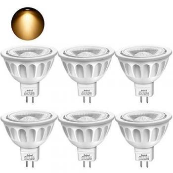 Boxlood Bombilla LED MR16 12V, 5W Equivalentes a 50W GU5.3, 3000K Blanco Cálido, Iluminación de riel, Reflector Empotrado Para Techo, Bombilla de 2 pines