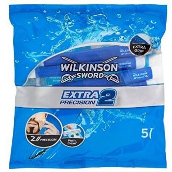 Wilkinson Sword Extra2 Precision - Maquinillas de Afeitar Desechables Masculinas, 2 Hojas Ultra-Delgadas, Pack de 7 Unidades
