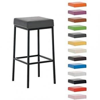 Taburete Bar Montreal 85 cm Imbottito en Similpelle Negro y Gris con Estructura Metálica Estable