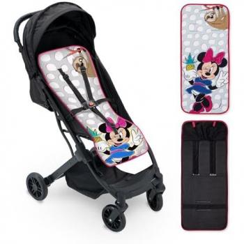 Colchoneta Universal para Silla de Paseo Minnie Disney - Tejido 3D, Transpirable y Cómoda, Funda 100% Algodón, 84x34cm, con Protectores para Arnés