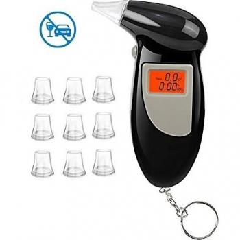 OFZVEO Alcoholimetro, Alcoholímetro Profesional, Alcoholimetro Digital Llavero y 10 Boquillas, Detector Portátil Alcohol con Pantalla LCD para Uso Personal