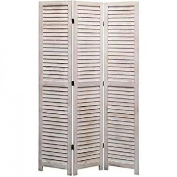 vidaXL Parrilla de Madera con 3 Paneles, Color Blanco 105 x 165 cm