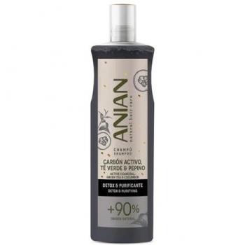 Champú Carbón Activo Anian - Té Verde y Pepino, 400 ml, Desintoxicante para Cabello Graso, Hidratación Profunda y Antiencrespamiento
