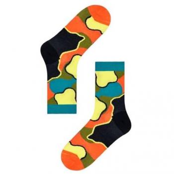 Calcetines Lina Ankle Happy Socks - Camuflaje Naranja, Talla 36-38, Estampado Único y Bordado de Cerveza Multicolor, Talla 39-41, Unisex Adulto