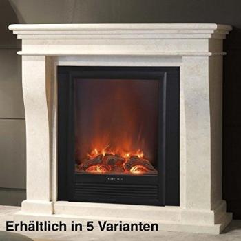 rubyfires eléctrico Chimenea Chimenea Chimenea umbau Kreta Mini Top Flame elski, Fossil Stone creme-weiß poliert