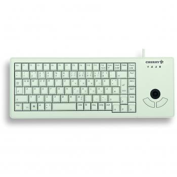 CHERRY XS Trackball Keyboard, diseño alemán, Teclado QWERTZ, Teclado con Cable, Teclado mecánico, mecánica ML, trackball óptico con Dos Botones de ratón, Gris Claro
