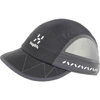 Haglofs Gorra L.I.M Tempo Trail Negra, ligera, transpirable, con protección solar y diseño técnico para actividades al aire libre