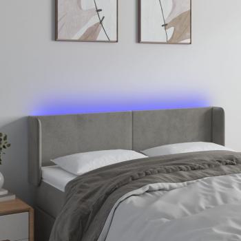 Cabecero LED gris claro 147x16x78/88 cm en terciopelo
