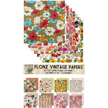 Paper Pack (24sh 6x6) Hippie Flowers FLONZ Vintage Paper for Scrapbooking and Craft