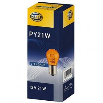 HELLA 8GA 006 841-121 Lámpara - PY21W - Standard - 12V - 21W - Tipo de portalámpara: BAU15s - caja - Cant.: 10
