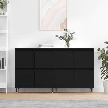 Aparadores 2 piezas de madera negra multicapa contrachapada Vidaxl