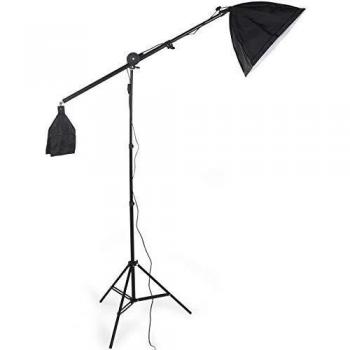 Kit de estudio fotográfico Tectake con softboxes y bombillas - 3 trípodes extensibles, soporte, iluminación principal y de relleno, temperatura de color 6500K, bolsa de transporte