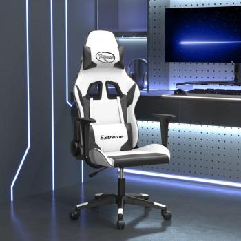 Silla de juego de masaje en cuero sintético blanco y negro