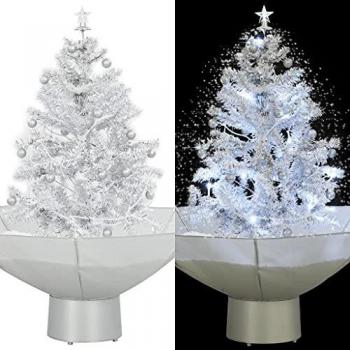 vidaXL Árbol Navidad con Nieve con Base en Paraguas Decoración Adorno Festivo Estacional Diseño Distintivo Ramas Realistas Ligero Duradero Blanco 75cm