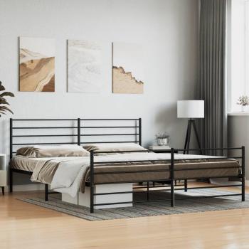 vidaXL Metal Bed Frame with Footboard Black 183x213cm