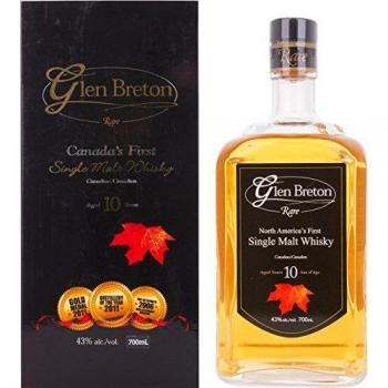 Glen Breton Rare - Whisky (21 Años) 700 ml, Single Malt de Canadá, envejecido durante 21 años, presentado en estuche