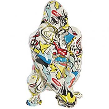 Figura de resina dorada de gorila moderno de 14x13x22 cm para decoración del hogar