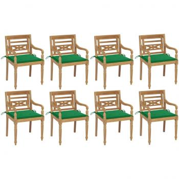 Sillas Batavia 8 unidades madera maciza de teca con cojines