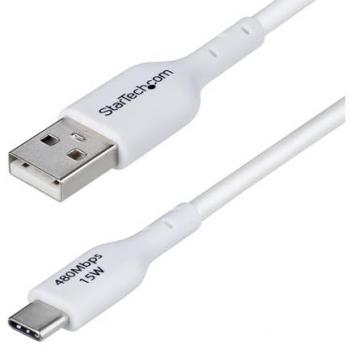 Cable de Carga USB-A a USB-C Blanco 2m - Carga Rápida 3A - Transferencia de Datos USB 2.0