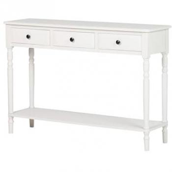 Consola Adda Home de Madera en color Blanco, dimensiones 110x32x75 cm, fabricada en Pino y Contrachapado de alta calidad