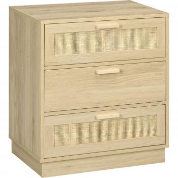 Cómoda Nassau Homcom 3 cajones estilo cannage natural 69x60x38 cm