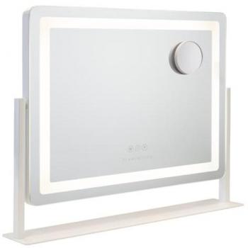 Espejo Maquillaje con Luz LED Regulable 58x54x12cm Blanco, Tira LED Redondeada, 3 Modos de Luz, Control Táctil, Posición Regulable 360º, Puerto USB