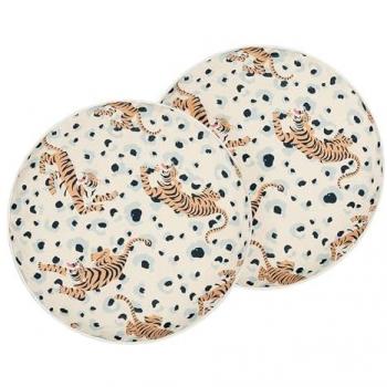 Set de 2 Cojines de Jardín Redondos ⌀ 40 cm en Poliéster Multicolor con Motivo de Tigre Diseño Moderno
