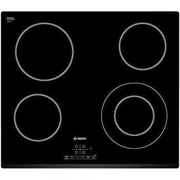 Bosch Serie 4 PKF631B17E - Placa vitrocerámica, 60 cm, 17 niveles de potencia, 4 zonas de cocción, Control táctil, Color negro