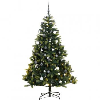 150 cm Artificial Hinged Christmas Tree with 150 LED Lights and Ornaments