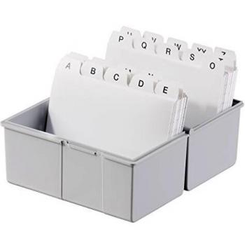 Caja de índice A7 horizontal para 300 tarjetas con bisagra de acero, color gris claro