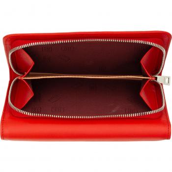 Cartera de mujer Dudu de piel suave y colorida, roja, monedero con cremallera y 12 compartimentos para tarjetas