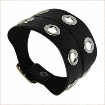 pulsera de piel con Ojales de remache, negro - Unisex