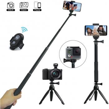 Palo Selfie, JPARR Bluetooth Selfie Stick Trípode con Control Remoto 3 en 1 Monopod Soporte móvil 360° Rotacion para Cámaras / Gopro / iPhone / Samsung / Huawei y Otros Smartphone
