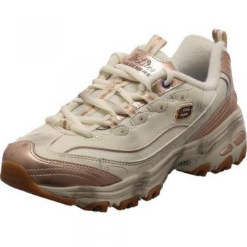 Zapatillas Skechers D'Lites para mujer, color blanco, diseño vintage y suela plana