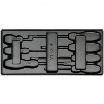 Adaptador YATO YT-55351 - bandeja de plástico para 7pcs ranurado destornilladores, incluye un diseño compacto y ligero, fabricado en plástico resistente, ideal para organizar y almacenar destornilladores de ranura