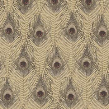 Organic Textures Peacock Feathers Brown and Gold Metallic Wallpaper