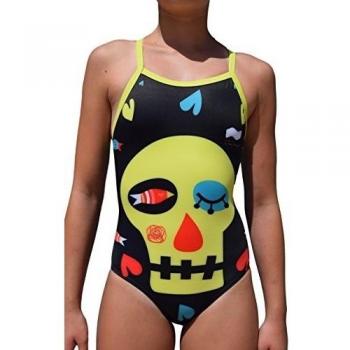 Swimgo Skull Design Bañador de Entrenamiento, diseño de Calavera, XS-26 7-8 años