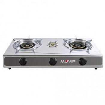 Cocina de Gas Muvip Serie Strong Inoxidable 3 Fuegos con Encendido Piezoeléctrico y Quemadores Desmontables de Hierro Fundido