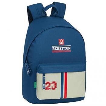 Mochila Benetton Varsity para Portátil 14.1 - Dimensiones 33x15x42cm, Azul Marino/Gris