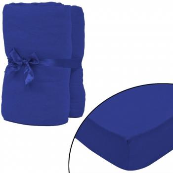 vidaXL Sábana Ajustada Pack 2 uds de Punto de Algodón 160 g/? 180x200-200x220 cm Azul