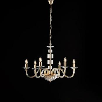 Araña Contemporánea Franz Cristal Oro 6 Luces E14 con Detalles de Estrás
