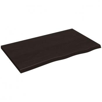 Estante de pared de madera de roble macizo tratado en color marrón oscuro, dimensiones 100x60x(2-4) cm