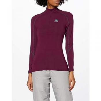 Odlo Stand-Up Collar Long Sleeve 1/2 Zip Sillian Camiseta, Mujer, Pickled Beet, Extra-Small