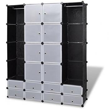 vidaXL Modular Cabinet 18 Compartments Black and White 37x146x180.5 cm