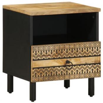 vidaXL Bed Cabinet Black 40x33x46 cm Solid Rough Wood Mango