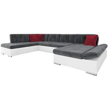 Sofá rinconero Comfivo 150 con función de descanso, caja de ropa de cama, regulable y forma en U, 345x205x76cm