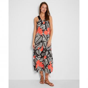 TRUCCO - Vestido midi playero de estampado floral para mujer, con tirantes y escote en V