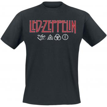 Led Zeppelin Logo & Symbols T-Shirt - Black - S to XXL - Men's